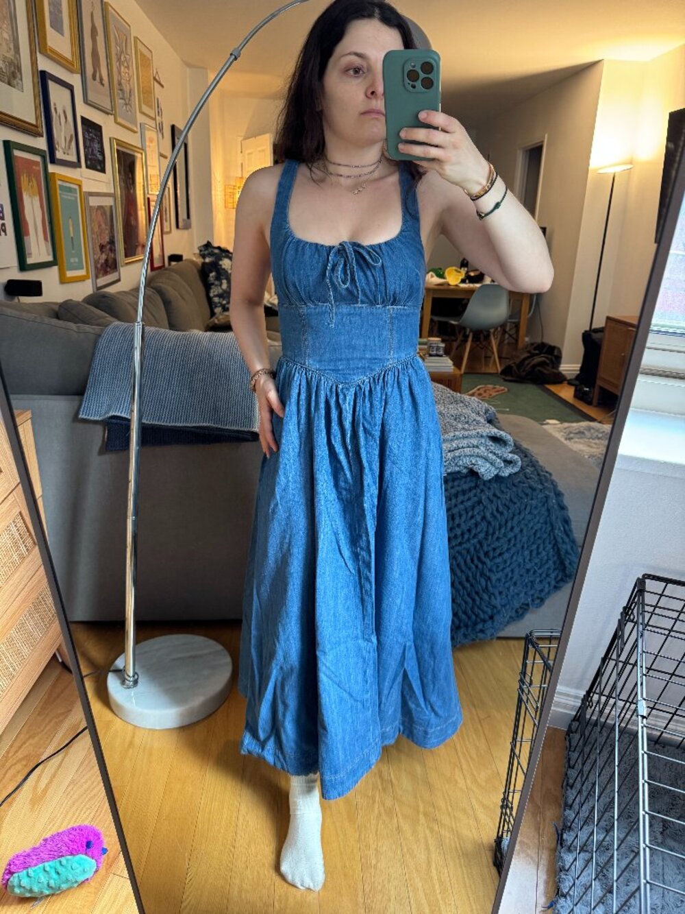 Reformation Balia Denim Midi Dress Blue - Size 0